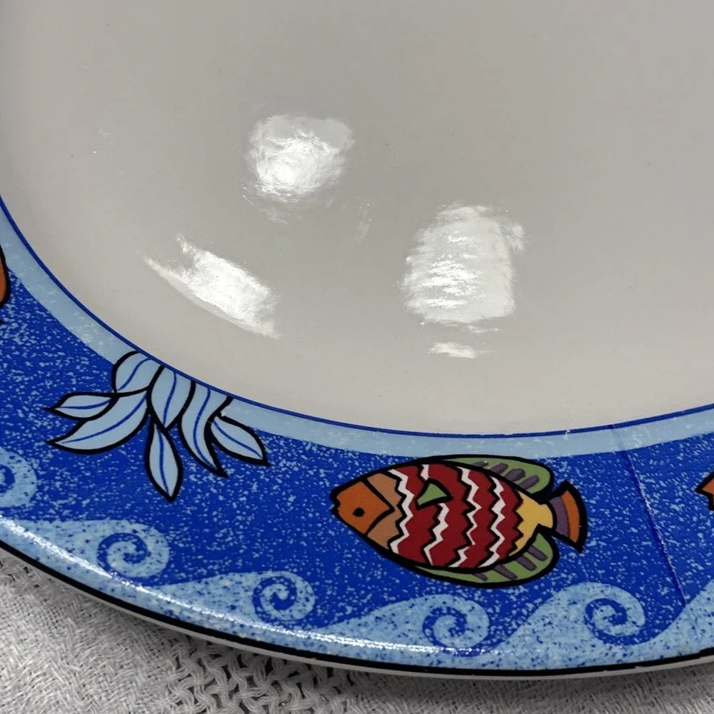 Sango Pisces Fish in Blue Ocean Oval Serving Platter Designed By Sue Zipkin